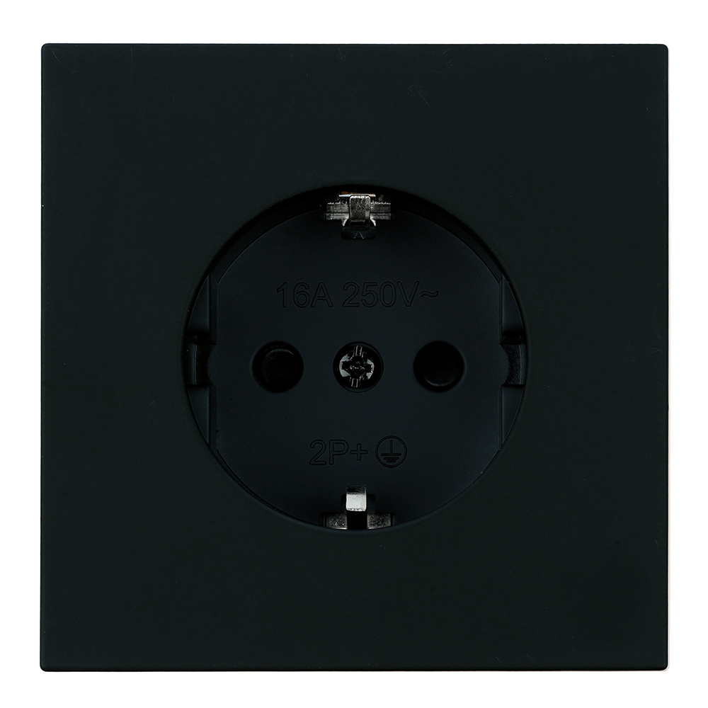 Розетка 1-местная с защитной шторкой с/з (механизм), 250В, 16А, серия Мия, RST16-3110-05, черный бар