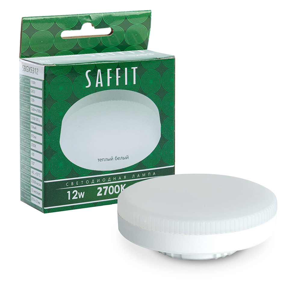 Лампа cветодиодная, (12W) 230V GX53 2700K, SBGX5312