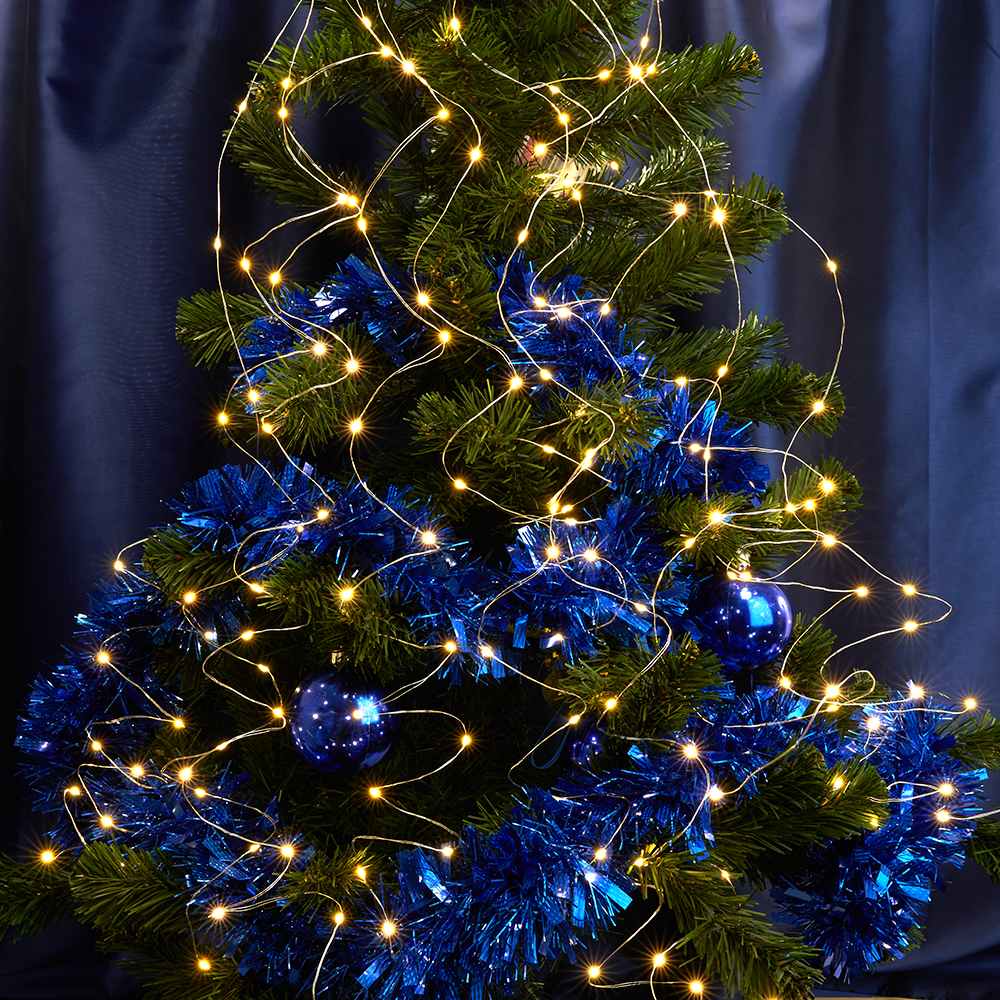 CL53 Гирлянда на елку, 200 LED теплый белый, 10 веток* 20 лампочек, 2м + 1м шнур, IP20