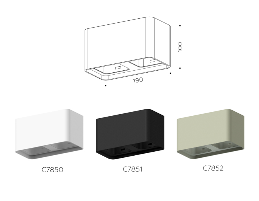 Корпус светильника накладной для насадок 70*70mm C7850 SWH белый песок 190*95*H100mm MR16 GU5.3