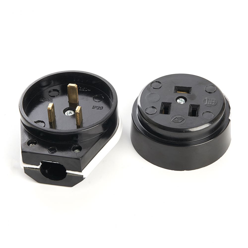 Вилка с розеткой разборные для плит с/з PPG32-51-20, черный