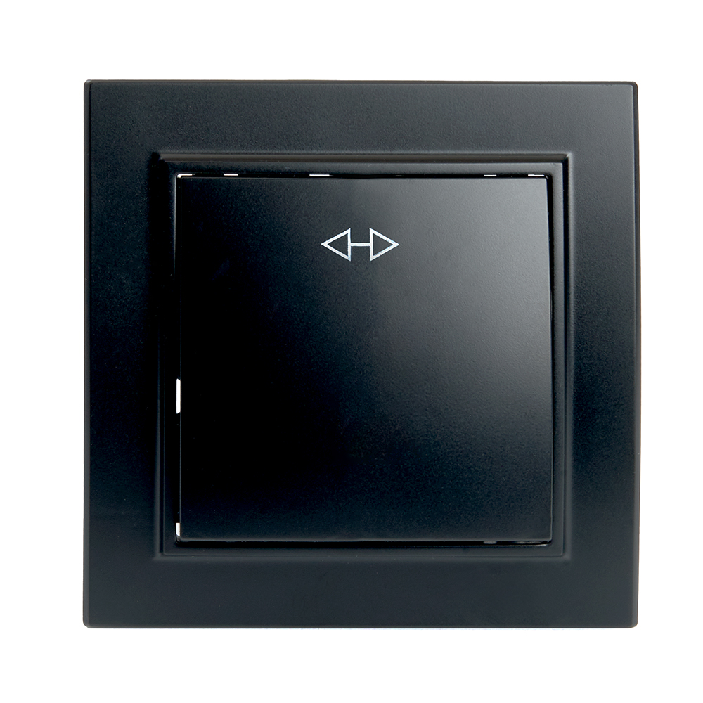 Выключатель (переключатель) электрический перекрестный 1-клавишный, серия Эрна, PSW10-9009-03 черный