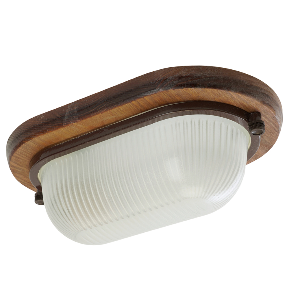 Светильник накладной IP54 , 220V 60Вт  Е27,дерево,орех, овал НБО 04-60-021, 11575