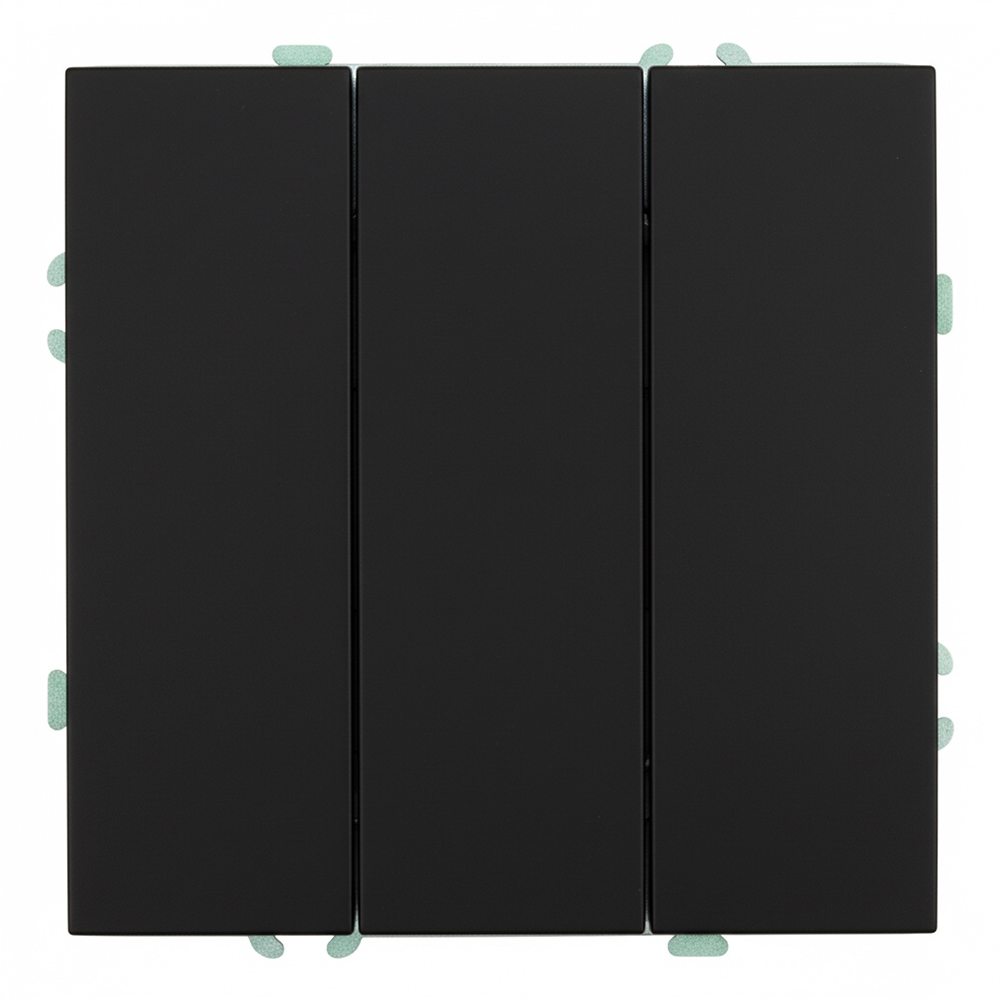 Выключатель 3-клавишный (механизм) 250В, 10А, серия Эмили, RSW10-5108-05, черный уголь, soft touch