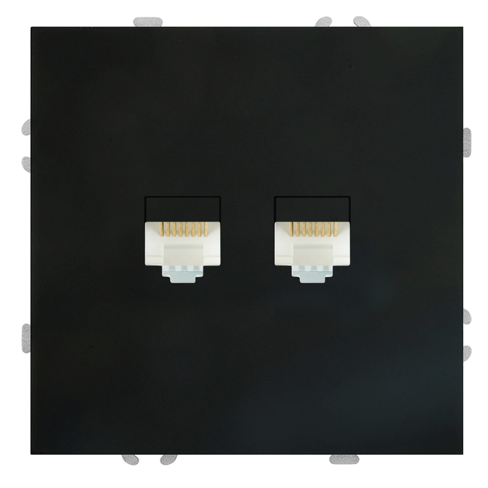 Розетка компьютерная 2-местная RJ-45 (механизм) серия Эмили, RST00-5111-05, черный уголь, soft touch