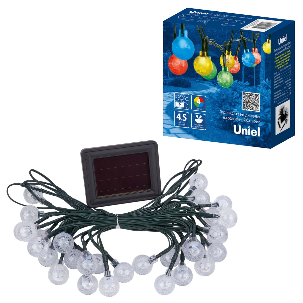 USL-S-231/PT4500 BUBBLE BALLS Садовая гирлянда на солнечной батарее «Шарики-пузырьки». 30 светодиодо