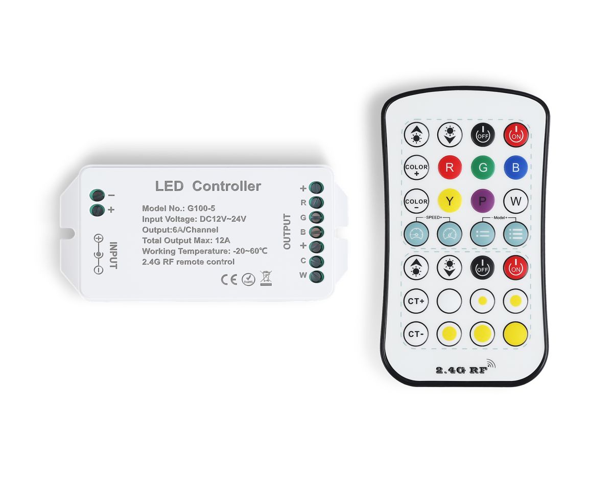 Контроллер для светодиодных лент RGB+CCT с регулировкой температуры света c радио пультом 2.4G 12A 1