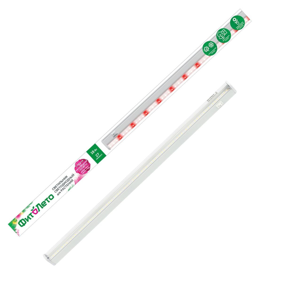 ULI-P18-18W/SPFB IP40 WHITE Светильник для растений светодиодный линейный, 560мм, выкл. на корпусе.