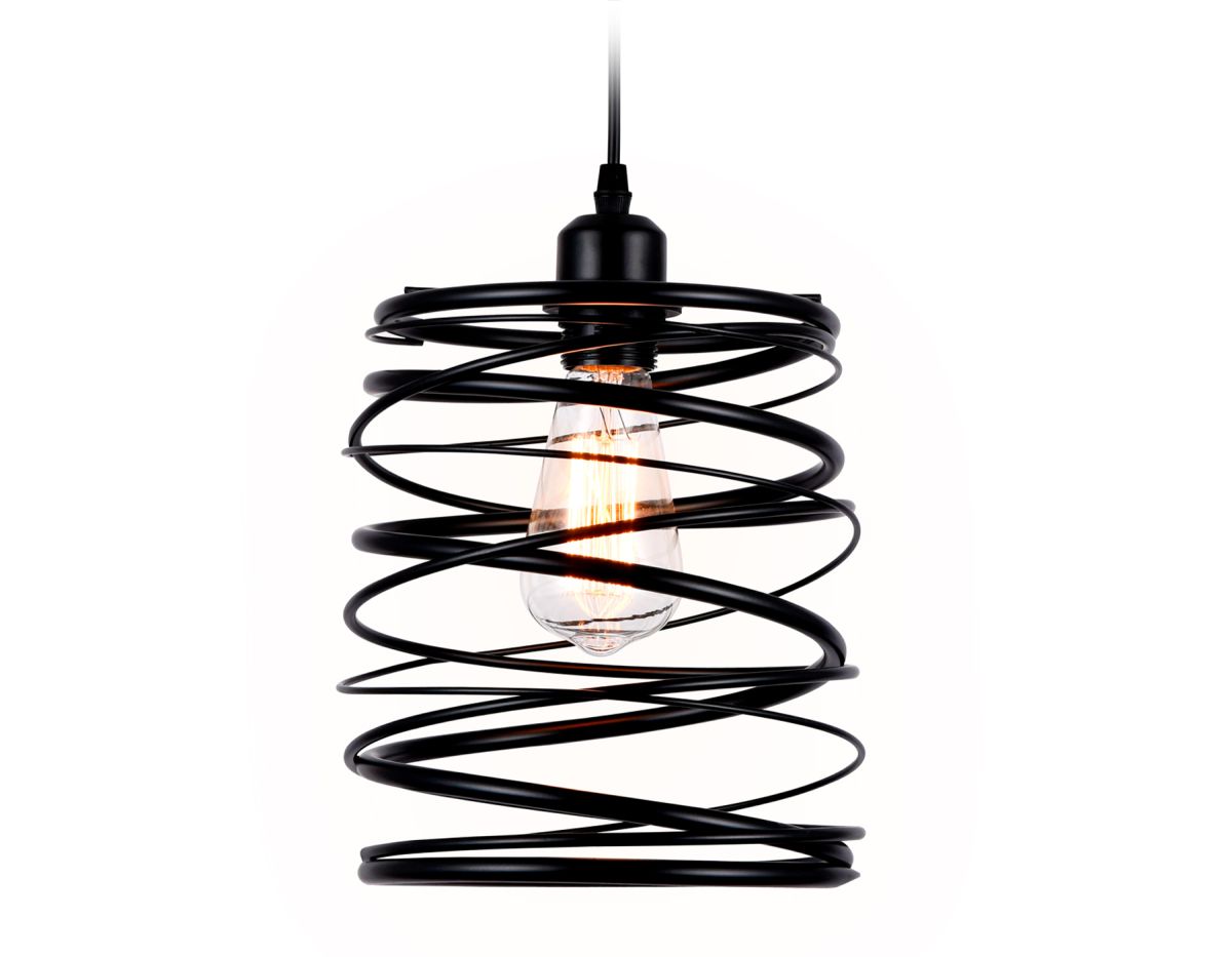 Подвесной светильник TR8401 BK черный E27 max 60W D190*1000