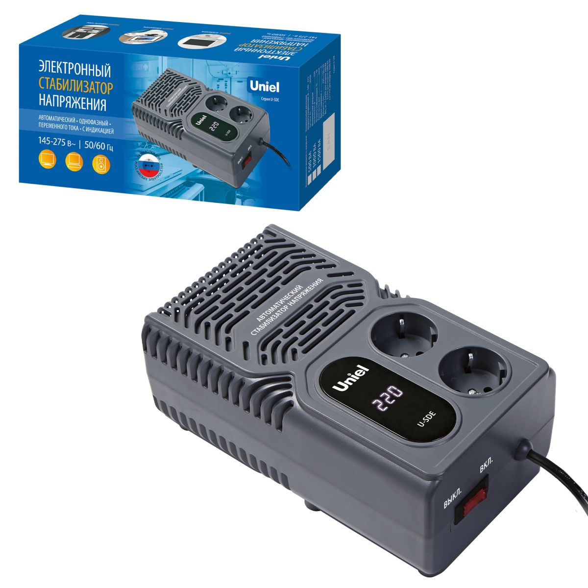 U-SDE 1000W Стабилизатор напряжения серии "Constant", 1000ВА. Настольный. TM Uniel