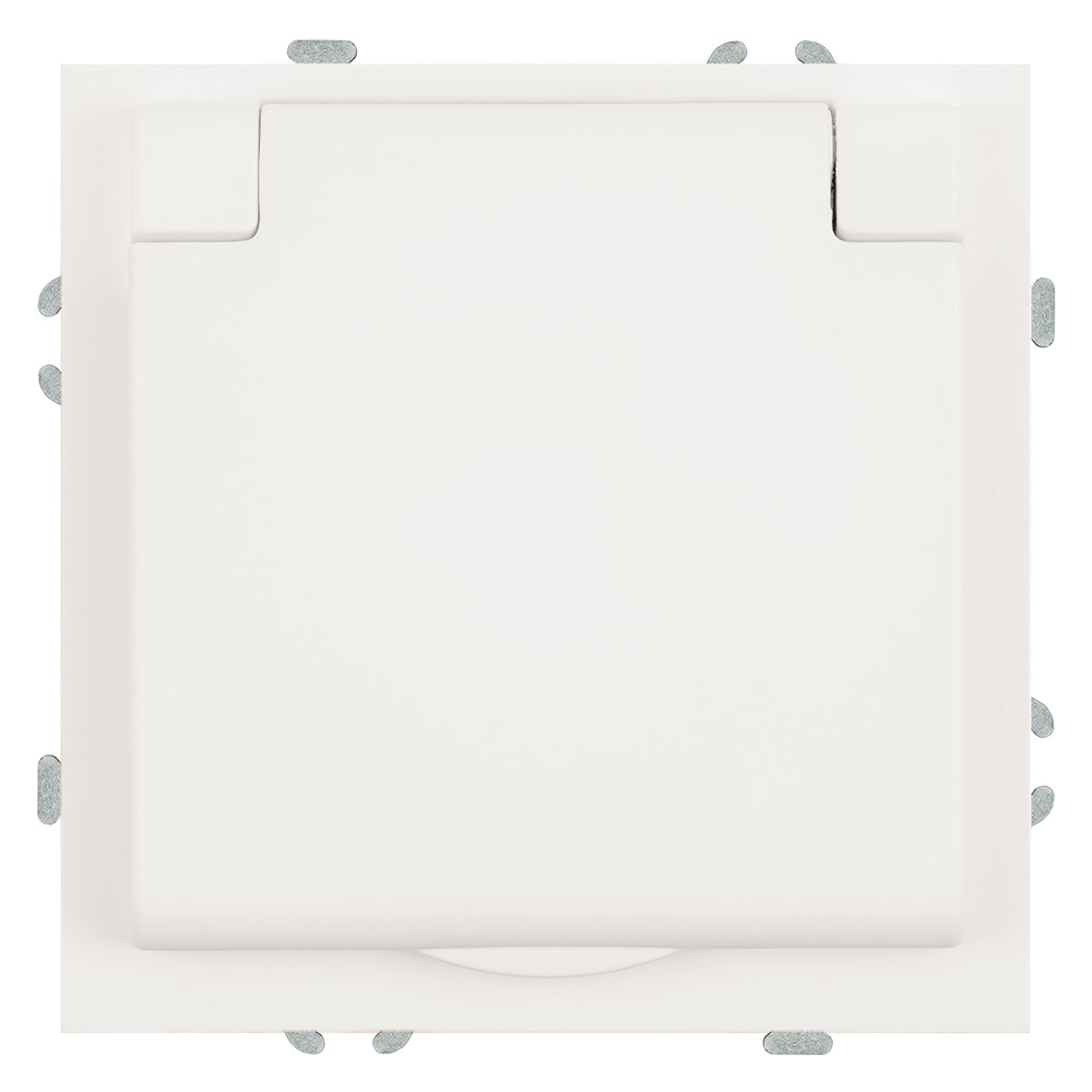 Розетка 1-местная с крышкой с защ. штор с/з 250В, 16А, серия Эмили, RST16-5112-01, белый фарфор, soft touch