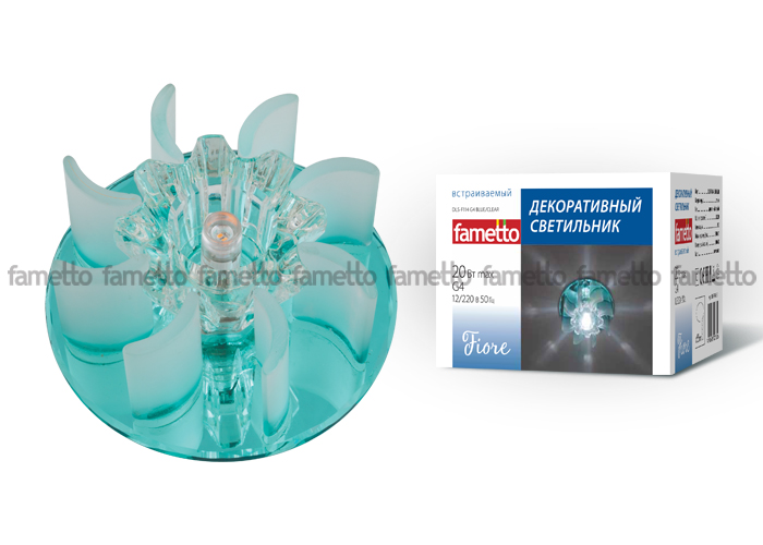 DLS-F114 G4 BLUE/CLEAR Светильник декоративный встраиваемый ТМ "Fametto", серия "Fiore". Без лампы,