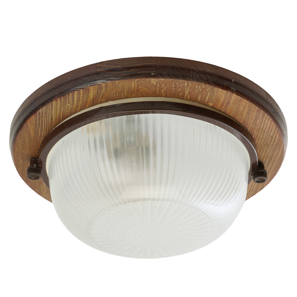Светильник накладной IP54 , 220V 60Вт  Е27,дерево, орех, круг НБО 03-60-021, 11573