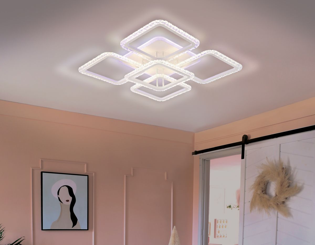 Потолочный светодиодный светильник с пультом FA5301 WH белый 140W 770*770*130 (ПДУ РАДИО 2.4)
