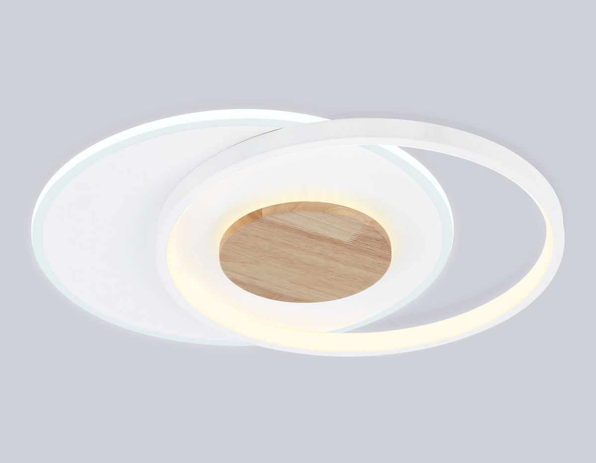 Светильник светодиодный потолочный FL4788 WH/WD белый/дерево 54W 3000-6000K 460*365*45 (без ПДУ)