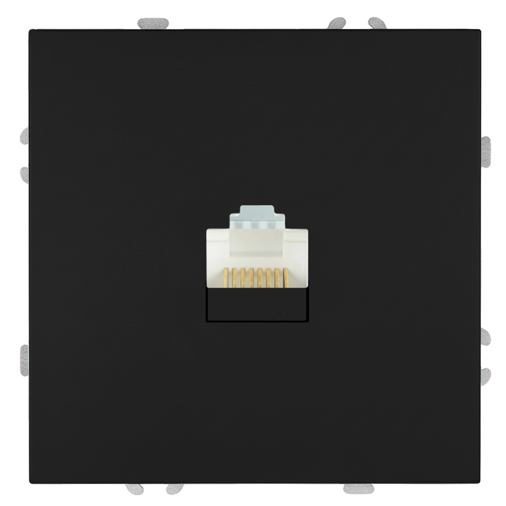 Розетка компьютерная 1-местная RJ-45 (механизм) серия Эмили, RST00-5117-05, черный уголь, soft touch