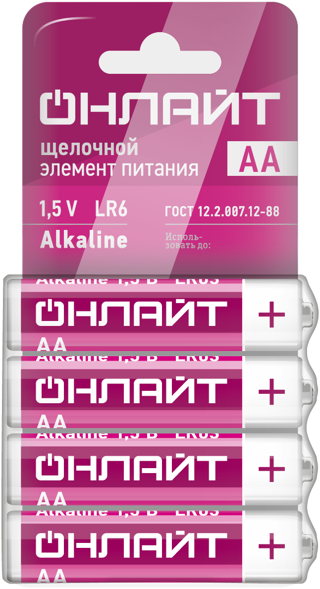 Элемент питания ОНЛАЙТ 90 638 OBT-02 (LR6-SHBP4, спайка 4 шт)