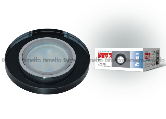 DLS-P106 GU5.3 CHROME/BLACK Светильник декоративный встраиваемый ТМ "Fametto", серия "Peonia". Без л