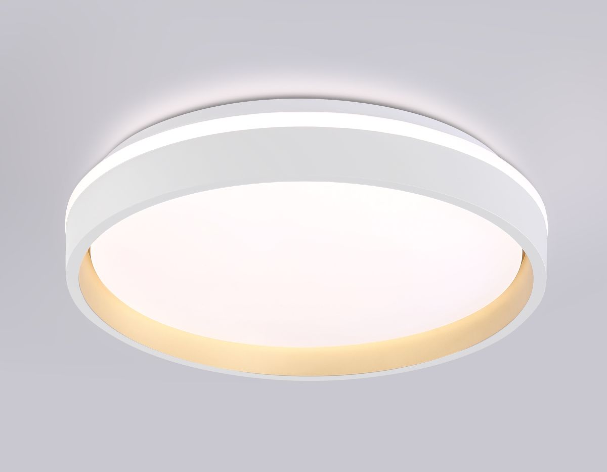 Потолочный светодиодный светильник с пультом FZ601 WH/GD белый/золото IP20 46W 3000K-6500K+RGB D390*