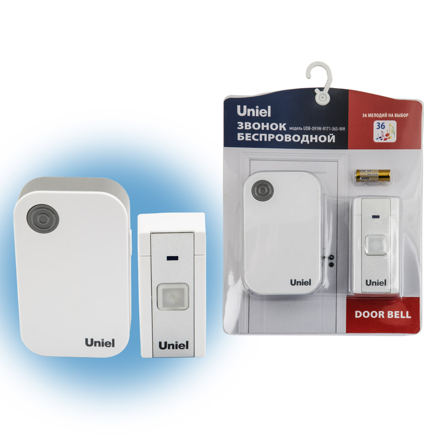 UDB-091W-R1T1-36S-WH : Звонок электронный, 220В. 36 мелодий. Блистер. Белый. ТМ Uniel
