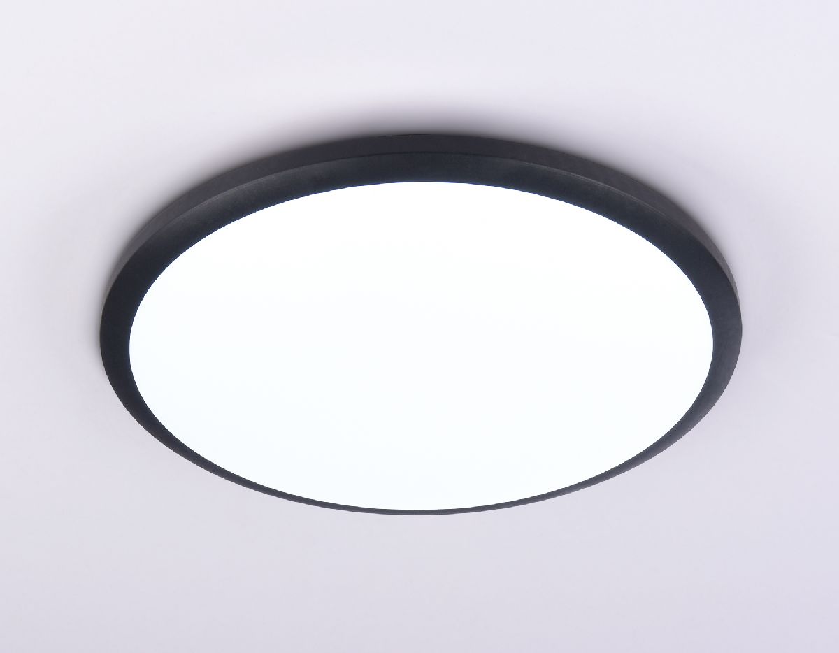 Потолочный светодиодный светильник FZ1234 BK черный IP44 42W 6400К D370*55 (Без ПДУ)