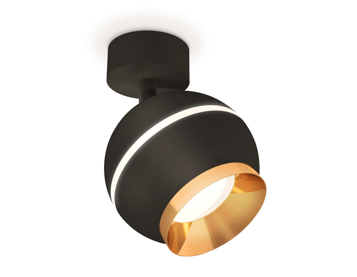 Комплект поворотного светильника с дополнительной подсветкой XM1102004 SBK/PYG черный песок/золото ж