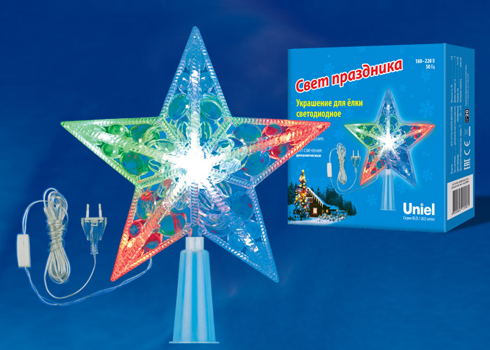 ULD-H1516-010/DTA MULTI STAR Украшение светодиодное для ёлки «Звезда», 15см. 10 светодиодов. Разноцв