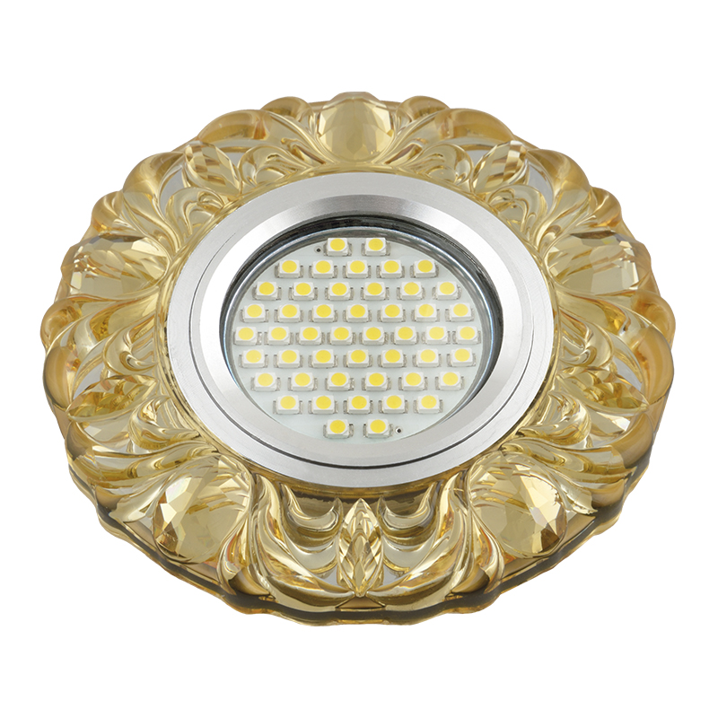 DLS-L136 GU5.3 GLASSY/YELLOW Светильник декоративный встраиваемый, серия Luciole. Без лампы, цоколь