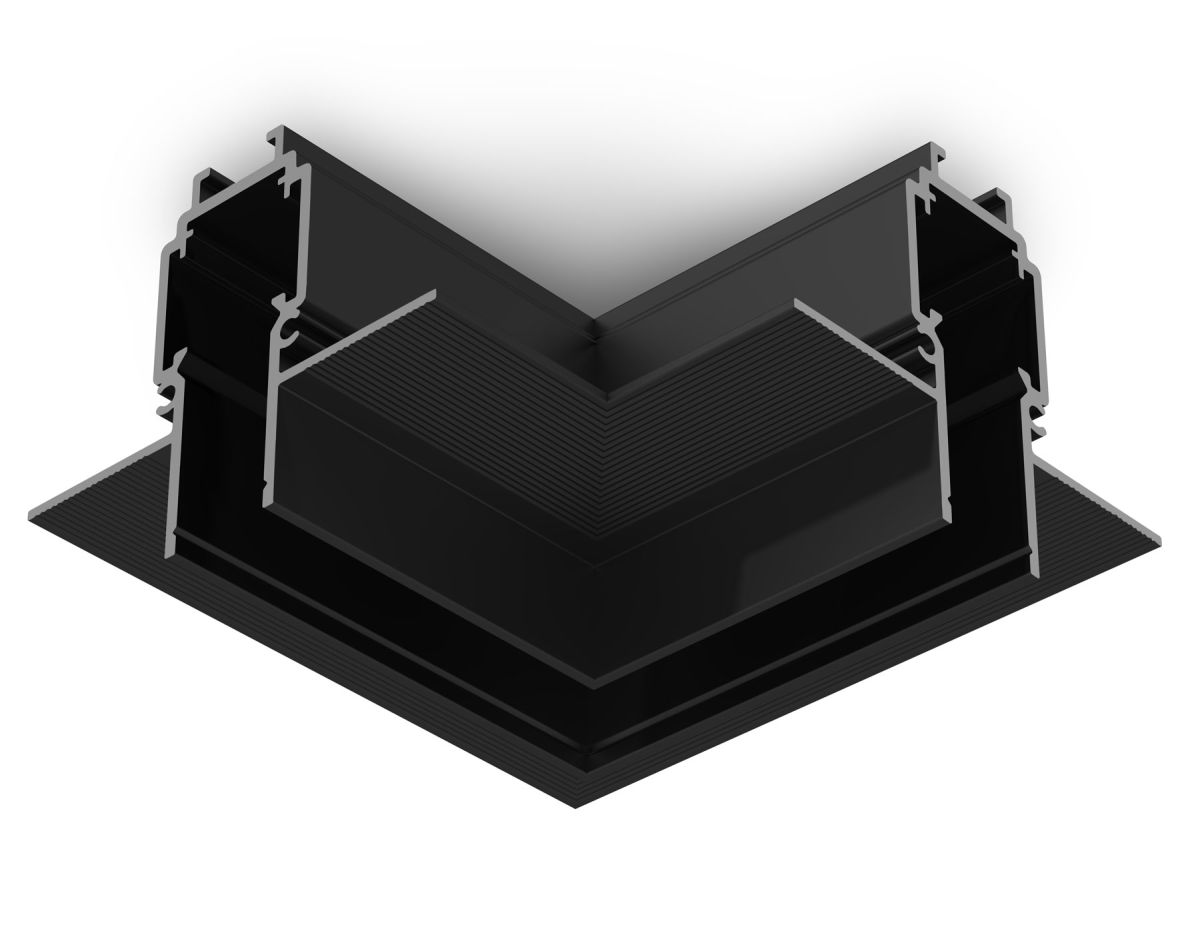 Коннектор угловой для встраиваемого шинопровода под ГКЛ 13мм Magnetic 48V 10mm GL1971 BK черный 100*