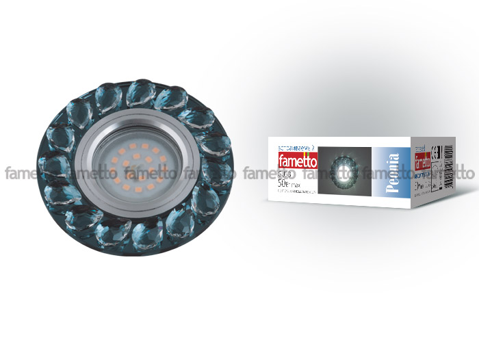 DLS-P107 GU5.3 CHROME/SMOKE+CLEAR Светильник декоративный встраиваемый, серия Peonia. Без лампы, цок