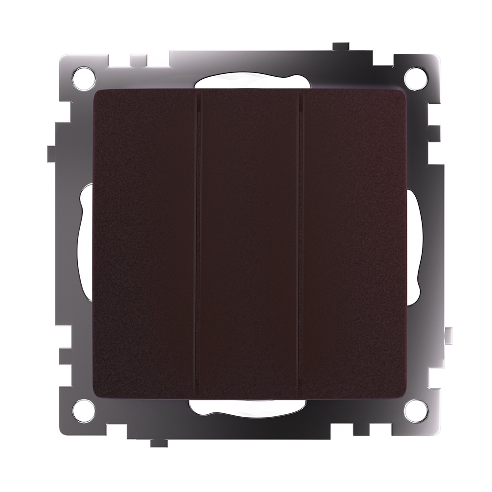 Выключатель 2-клавишный (механизм), STEKKER GLS10-7108-04, 250V, 10А, серия Катрин, шоколад