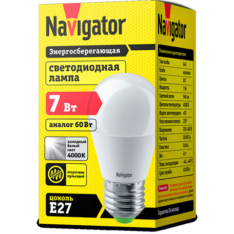 Лампа Navigator 82 561 NLLB-G45-7-230-4K-E27