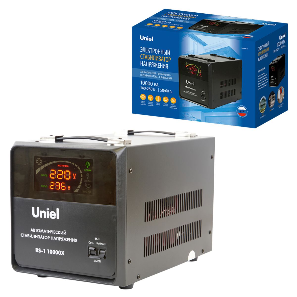 RS-1 10000X Стабилизатор напряжения серии "Reliability", 10000ВА. Релейный, однофазный. Напольный. T