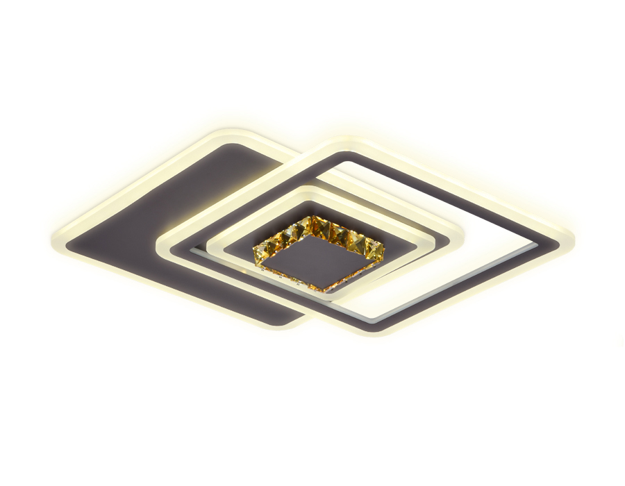 Потолочный светодиодный светильник с хрусталем FA262 CF/TI кофе/янтарь 112W 540*540*80 (ПДУ РАДИО 2.