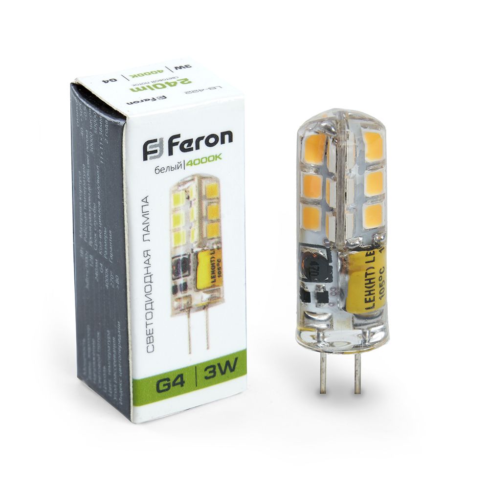 Лампа светодиодная, (3W) 12V G4 4000K, LB-422