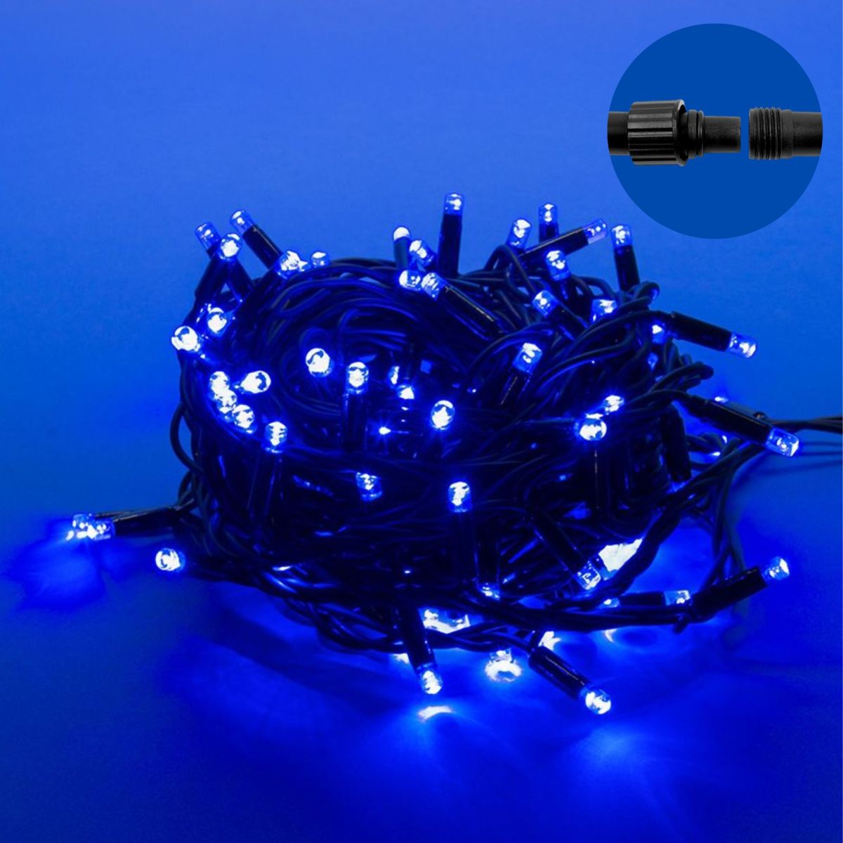 ULD-S1000-120/TBK BLUE IP67 Гирлянда светодиодная с эффектом мерцания, 10м. Соединяемая. 120 светоди