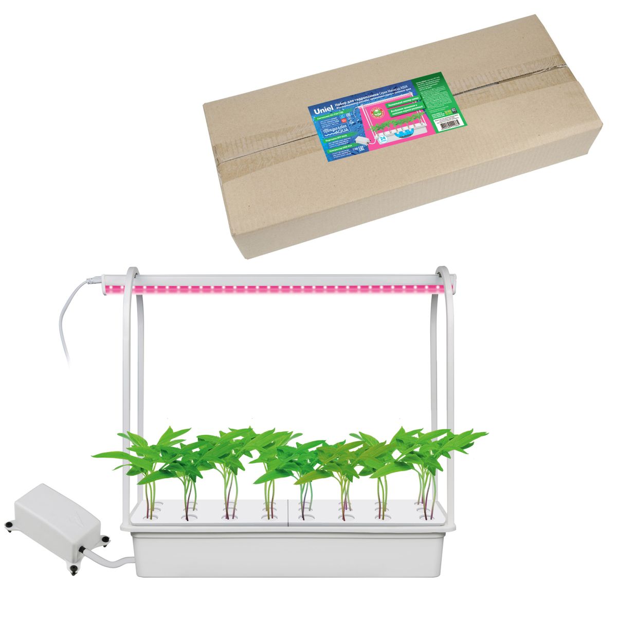 ULT-P44A-10W/SPSB IP40 AQUA WHITE Набор для гидропоники "Минисад AQUA", светильник для растений свет