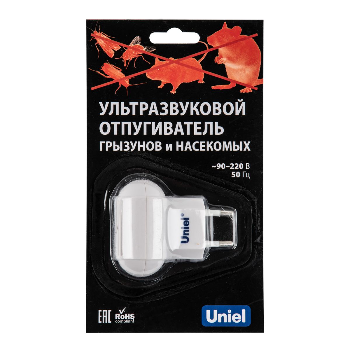 UDR-E10 WHITE Ультразвуковой отпугиватель насекомых и грызунов. 220В. Площадь до 30м2. Белый. TM Uni