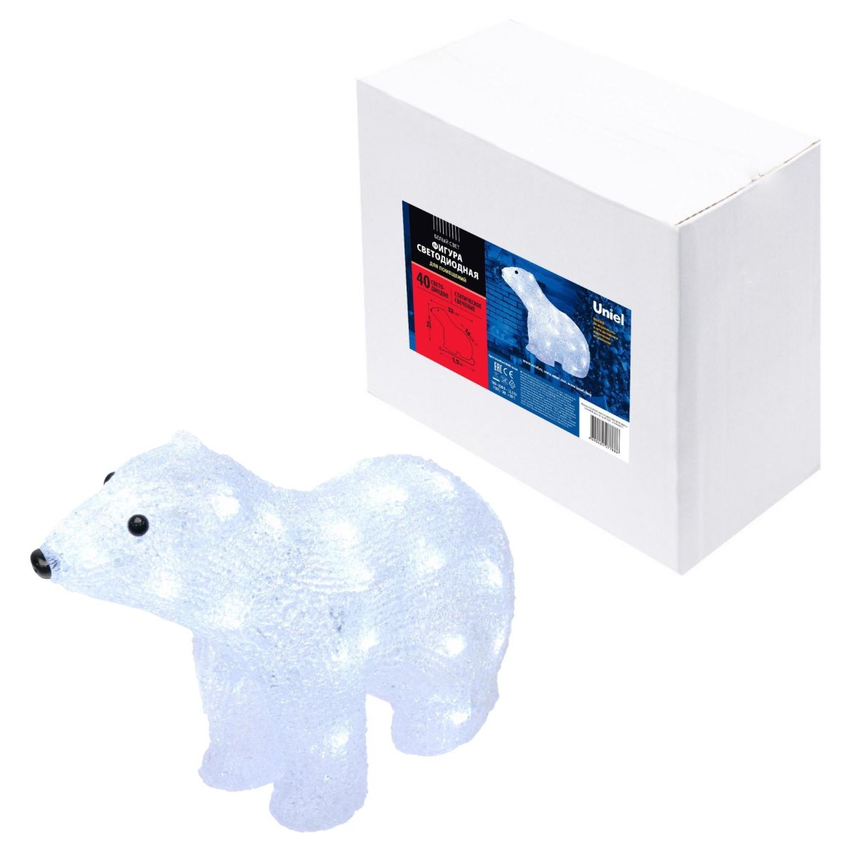 ULD-M3125-040/STA WHITE IP20 WHITE BEAR-4 Фигура светодиодная «Белый медведь-4», 40 светодиодов, раз