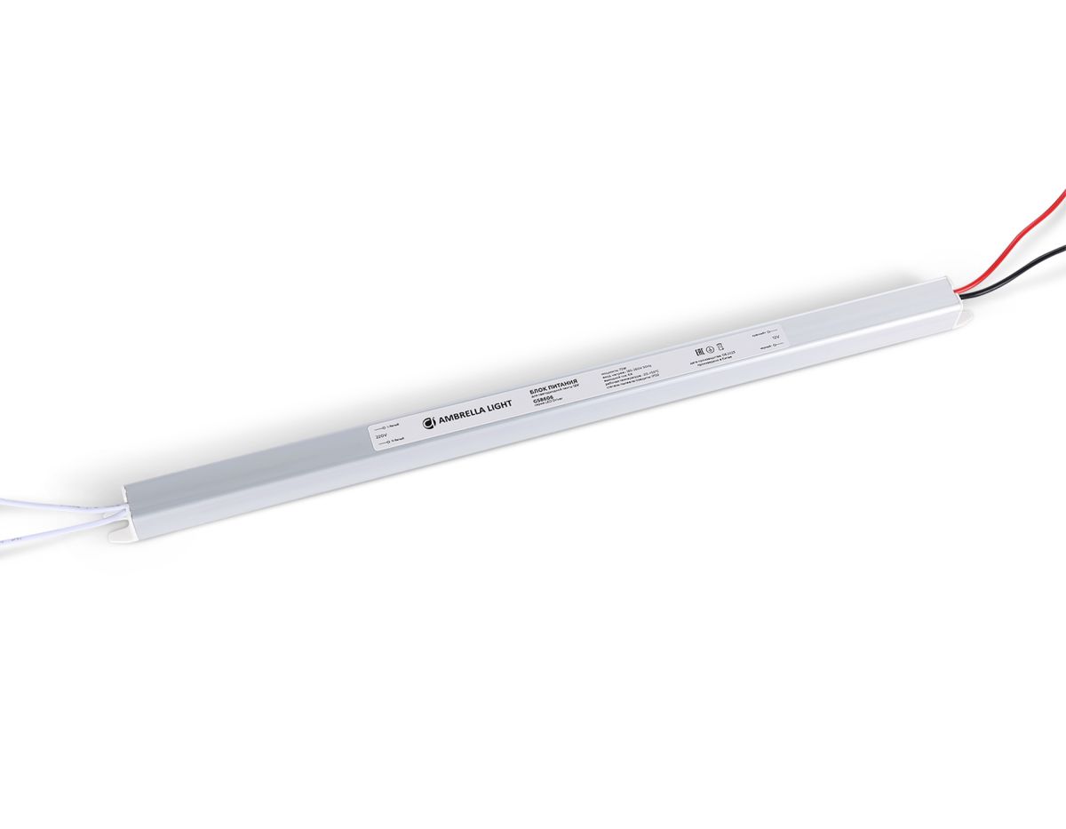 Блок питания ультратонкий для светодиодной ленты 12V 72W 6A IP20 185-260V 372*18*18 GS8606
