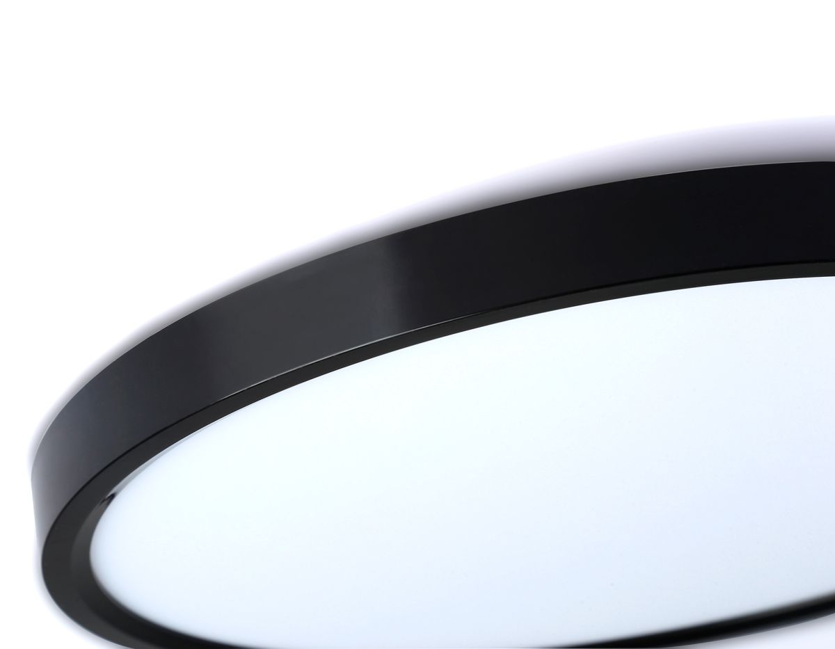 Потолочный светодиодный светильник FZ3050 BK черный IP44 24W+10W 6400+6400К D290*40 (Без ПДУ)