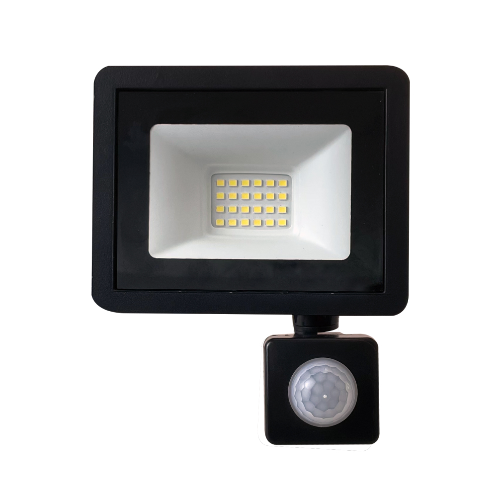 Прожектор светодиодный : с встроенным датчиком 2835SMD, 30W 6400K  AC220V/50Hz IP65, черный в компактном корпусе, SFL80-30