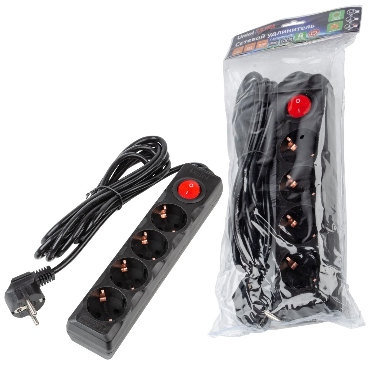 S-GCU4-3B BLACK Удлинитель серии Ultra, шнур 3м., 4 гнезда, 16A, с/з. Черный. TM Uniel S-GCU4-3B BLACK Удлинитель серии Ultra, шнур 3м., 4 гнезда, 16A, с/з. Черный. TM Uniel