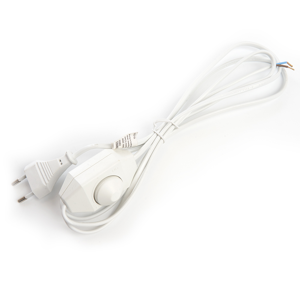 Сетевой шнур с диммером 230V 1,5+0,5м, белый, DM103-200W