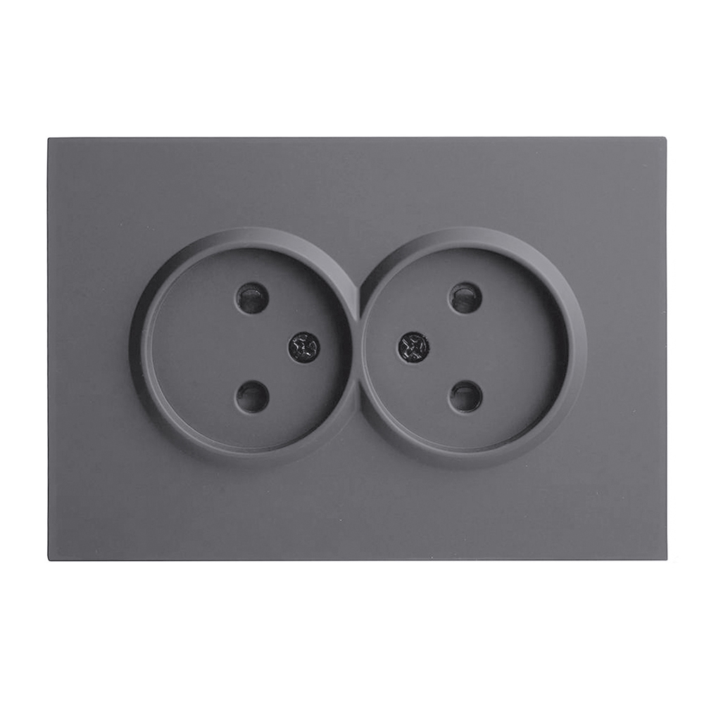 Розетка 2-местная с защитной шторкой б/з 250В, 16А, серия Эмили, RST16-5116-10, платиново-серый, soft touch