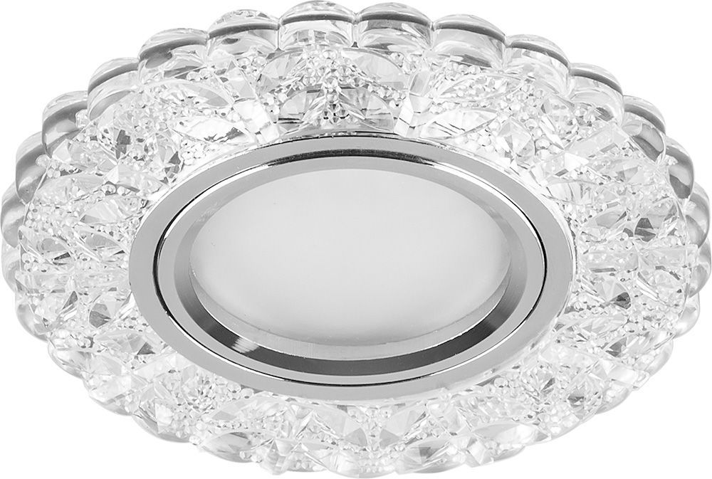 Светильник потолочный встраиваемый со светодиодной подсветкой 15LED*2835 SMD 4000K : MR16 20W G5.3, прозрачный, хром, CD3939 с драйвером в комплекте