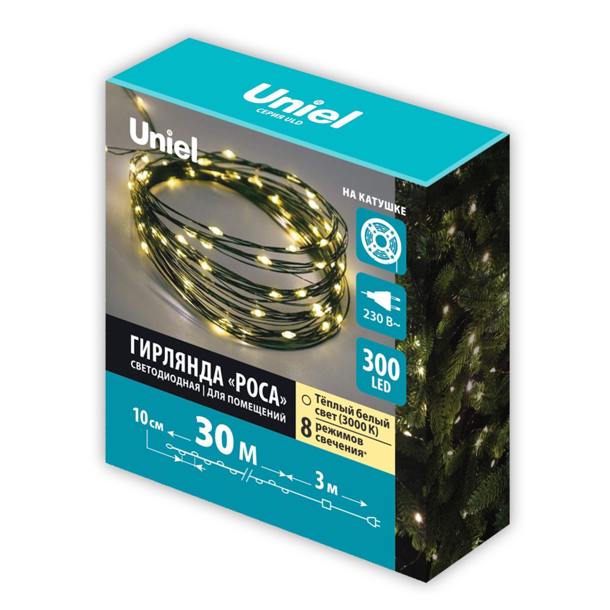 ULD-S3000-300/DGA WARM WHITE IP20 DEW Гирлянда светодиодная "Роса", 30м. 300 светодиодов. Теплый бел
