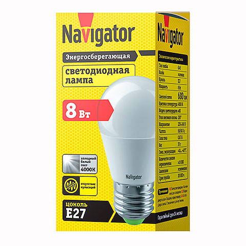 Лампа Navigator 82 554 NLLB-G45-8-230-2.7K-E27