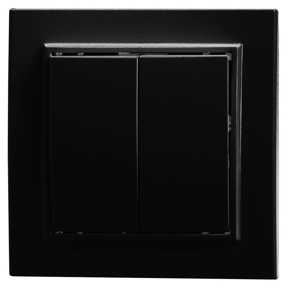 Выключатель 2-клавишный, 250V, 10А, серия Эрна, PSW10-9004-03, черный