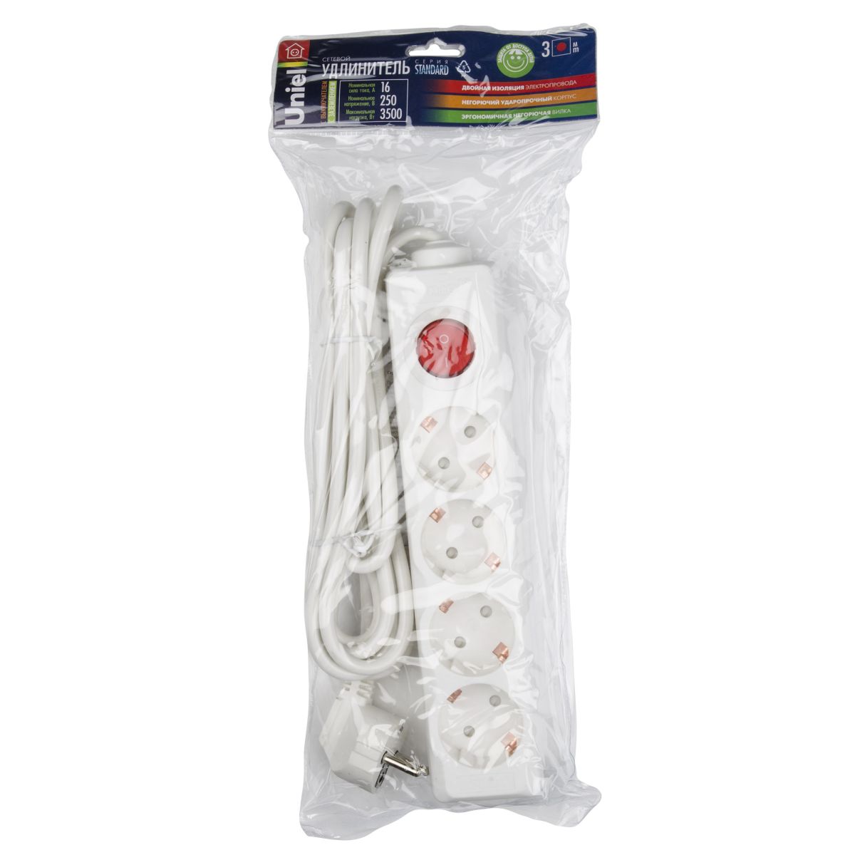 S-GCD4-3B Удлинитель Uniel серии Стандарт, с/з, 4 гн., шнур 3 м, выкл. S-GCD4-3B Удлинитель Uniel серии Стандарт, с/з, 4 гн., шнур 3 м, выкл.